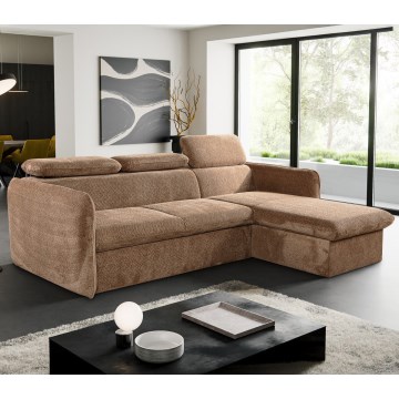 Kulmasohva L-mallinen, avattava, säilytystilalla BEJA beige oikea