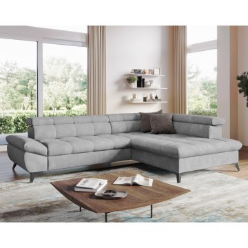 Kulmasohva L-mallinen MARANO, oikea, harmaa, avattava