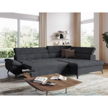 Kulmasohva L-mallinen MARANO, oikea, musta, avattava