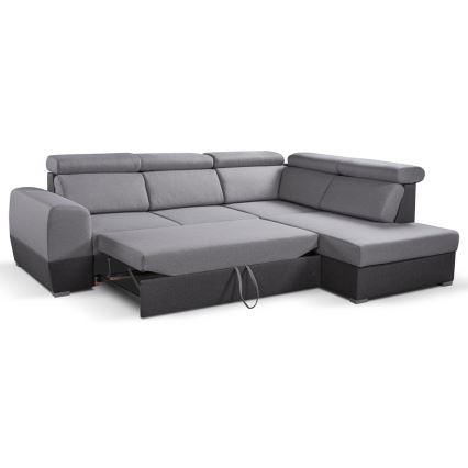 Kulmasohva L-mallinen, avattava, säilytystilalla MATRIX harmaa oikea
