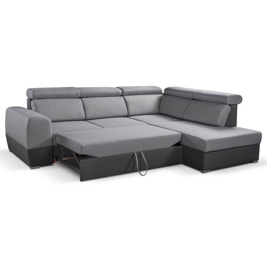 Kulmasohva L-mallinen, avattava, säilytystilalla MATRIX harmaa oikea