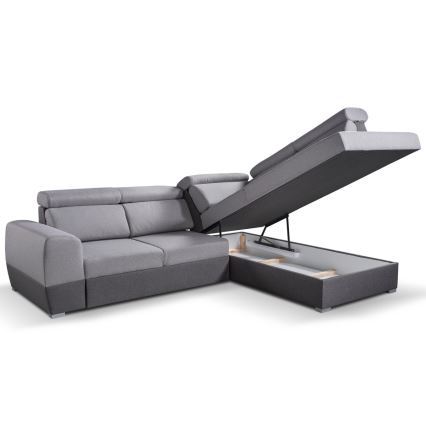 Kulmasohva L-mallinen, avattava, säilytystilalla MATRIX harmaa oikea