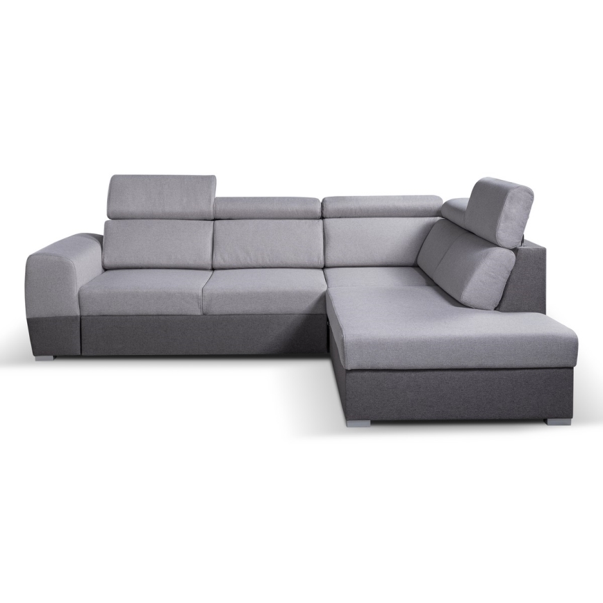 Kulmasohva L-mallinen, avattava, säilytystilalla MATRIX harmaa oikea
