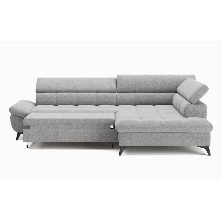 Kulmasohva L-mallinen MARANO, oikea, harmaa, avattava