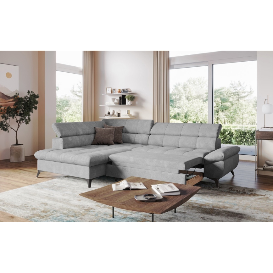 Kulmasohva MARANO, vasen, harmaa, avattava, L-mallinen