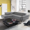 Kulmasohva nahkaa, avattava, L-mallinen SALERNO II oikea, harmaa
