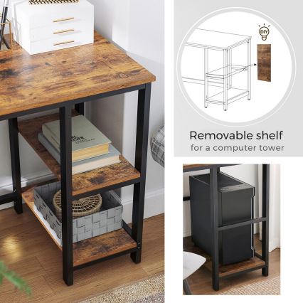 Kulmikas kirjoituspöytä SOLEA ruskea/musta