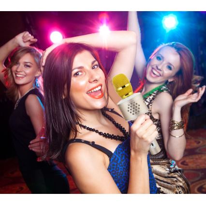 Kultainen Bluetooth-karaokamikrofoni 6 W / 5 V, 1500 mAh