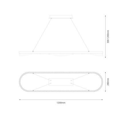 Kultainen LED-riippuvalaisin vaijerilla LED/45W/230V