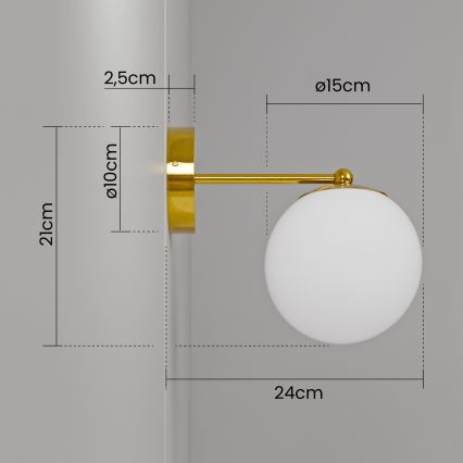 Kultainen/valkoinen seinävalaisin 1xE27/40W/230V