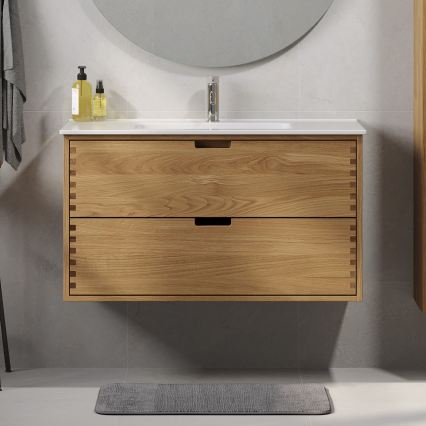 Kylpyhuoneen allaskaappi GRIBSKOV 100 cm beige/tammi