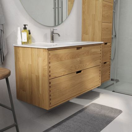 Kylpyhuoneen allaskaappi GRIBSKOV 100 cm beige/tammi
