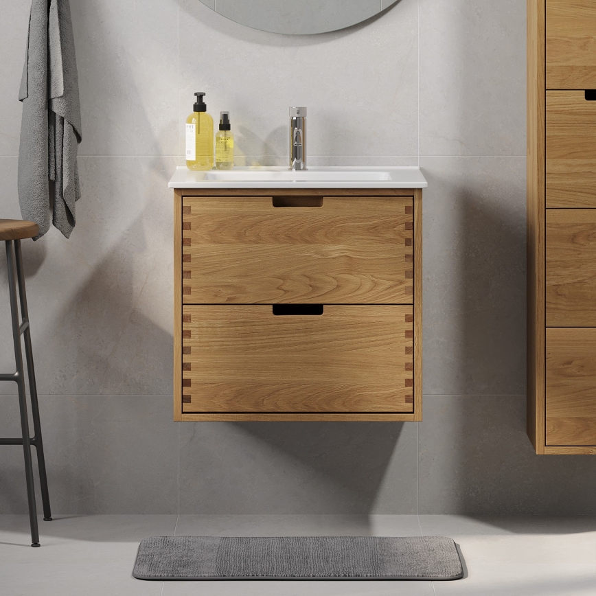 Kylpyhuoneen allaskaappi GRIBSKOV 60 cm beige/tammi
