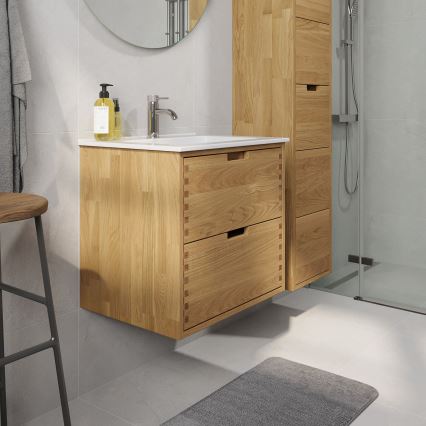 Kylpyhuoneen allaskaappi GRIBSKOV 60 cm beige/tammi/valkoinen