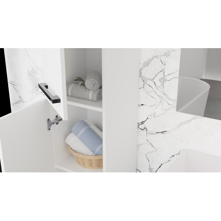 Kylpyhuoneen allaskaappi KATE pesualtaalla + peilikaappi + seinäkaappi valkoinen