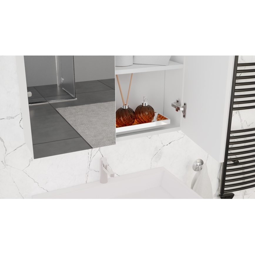 Kylpyhuoneen allaskaappi KATE pesualtaalla + peilikaappi + seinäkaappi valkoinen