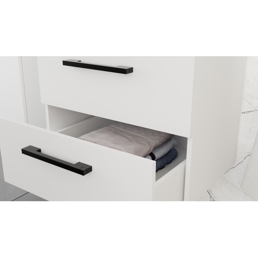 Kylpyhuoneen allaskaappi KATE pesualtaalla + peilikaappi + seinäkaappi valkoinen