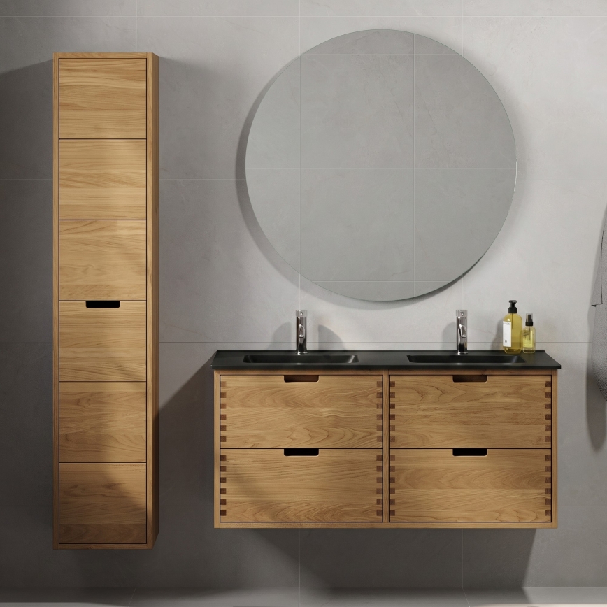 Kylpyhuoneen allaskaappi pesualtaalla GRIBSKOV 120 cm beige/tammi/musta