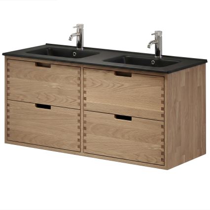 Kylpyhuoneen allaskaappi pesualtaalla GRIBSKOV 120 cm beige/tammi/musta