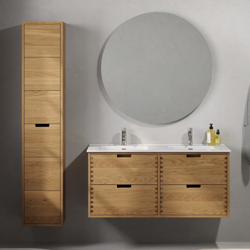 Kylpyhuoneen allaskaappi pesualtaalla GRIBSKOV 120 cm beige/tammi/valkoinen