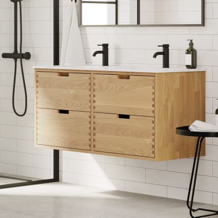 Kylpyhuoneen allaskaappi pesualtaalla GRIBSKOV 120 cm beige/tammi/valkoinen