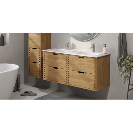 Kylpyhuoneen allaskaappi pesualtaalla GRIBSKOV 120 cm beige/tammi/valkoinen