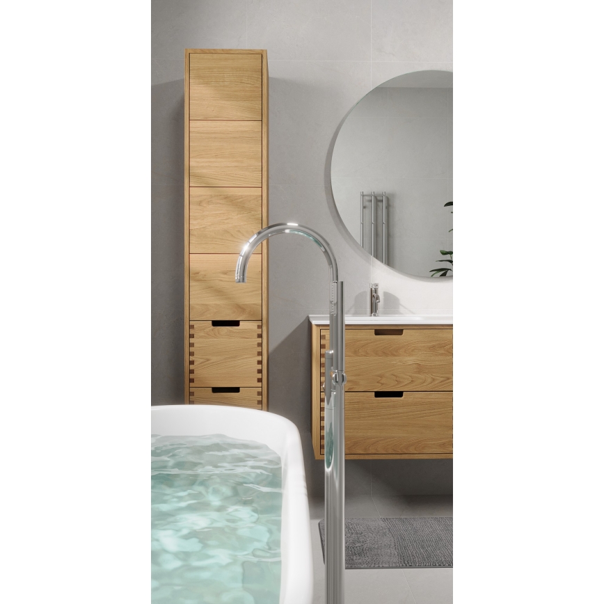 Kylpyhuoneen allaskaappi pesualtaalla GRIBSKOV 120 cm beige/tammi/valkoinen