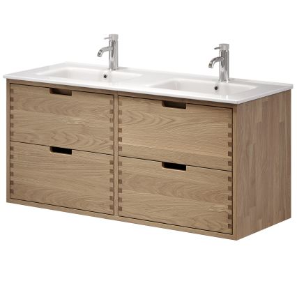 Kylpyhuoneen allaskaappi pesualtaalla GRIBSKOV 120 cm beige/tammi/valkoinen