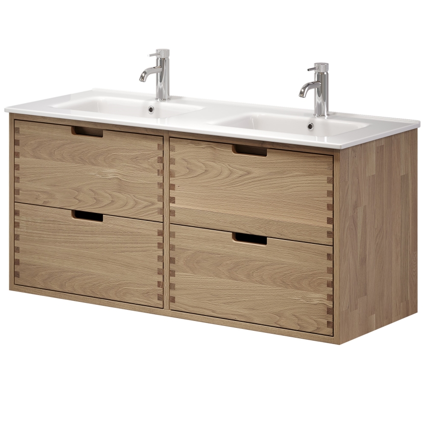 Kylpyhuoneen allaskaappi pesualtaalla GRIBSKOV 120 cm beige/tammi/valkoinen