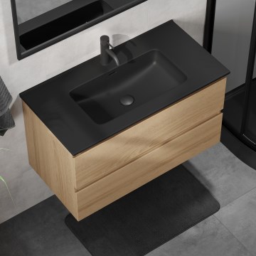 Kylpyhuoneen allaskaappi pesualtaalla KENWOOD 91 cm tammi/musta