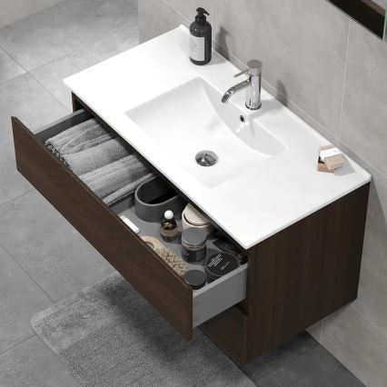 Kylpyhuoneen kaappi pesualtaalla KENWOOD 91x50x47 cm pähkinä