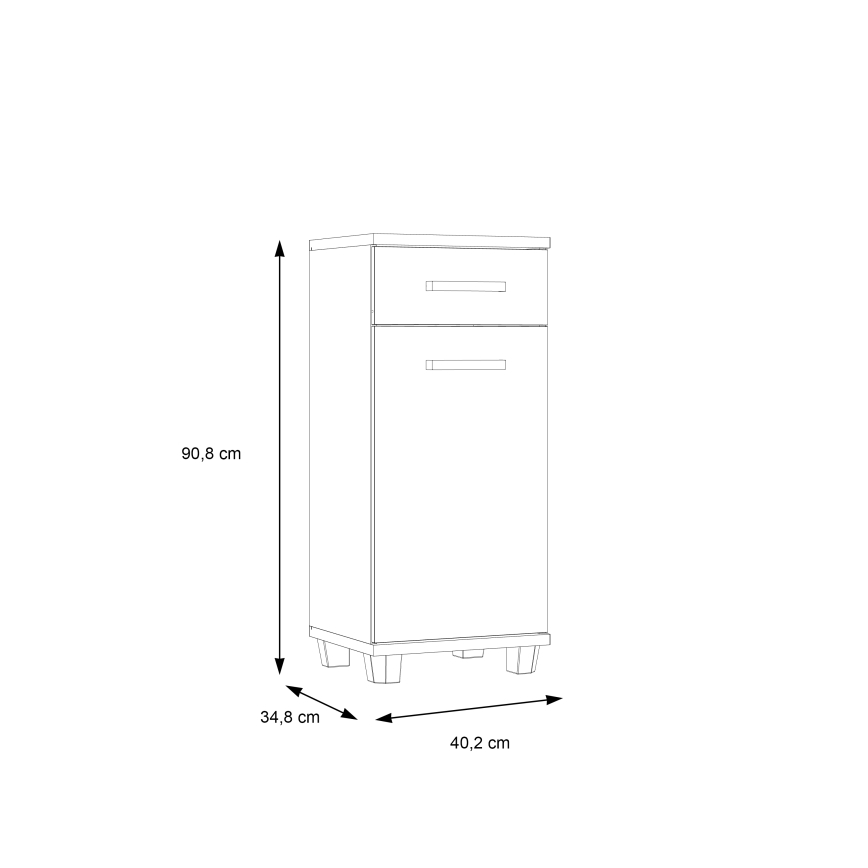 Kylpyhuoneen kaappi VENOM valkoinen/sonoma-tammi