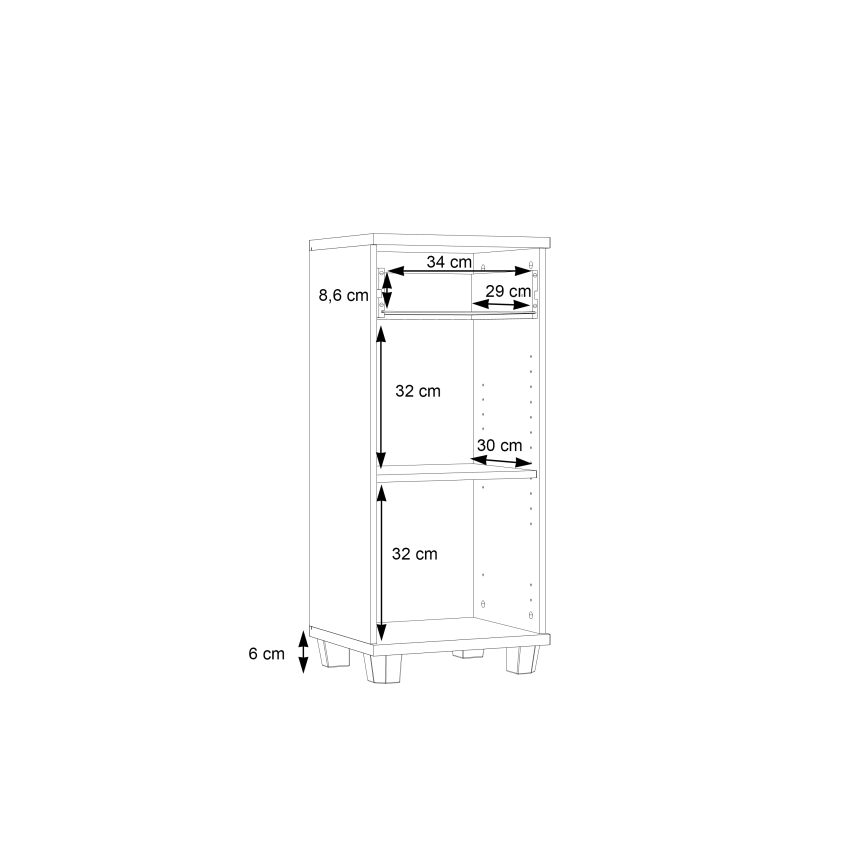 Kylpyhuoneen kaappi VENOM valkoinen/sonoma-tammi