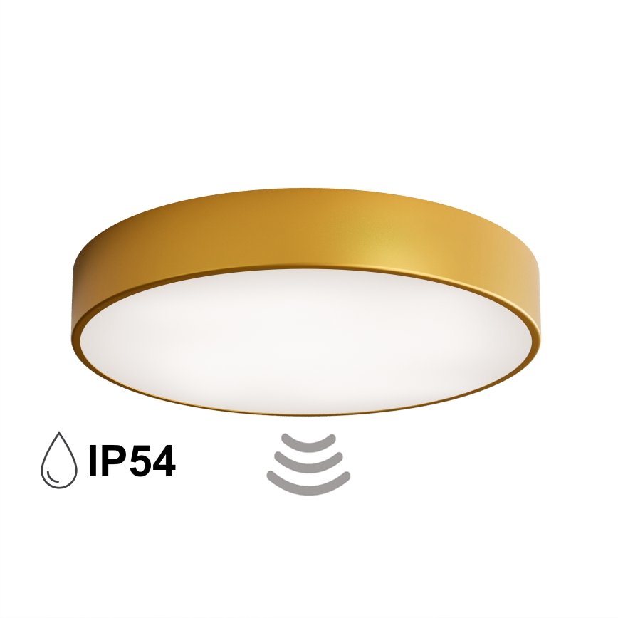 Kylpyhuoneen kattovalaisin anturilla CLEO 4xE27/24W/230V halkaisija 50 cm IP54 kullanvärinen