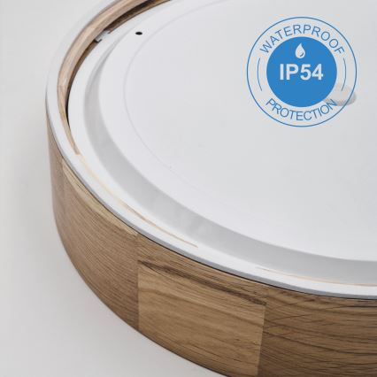 Kylpyhuoneen kattovalaisin OAK 3xE27/15W/230V, tammi, halkaisija 37 cm, IP54