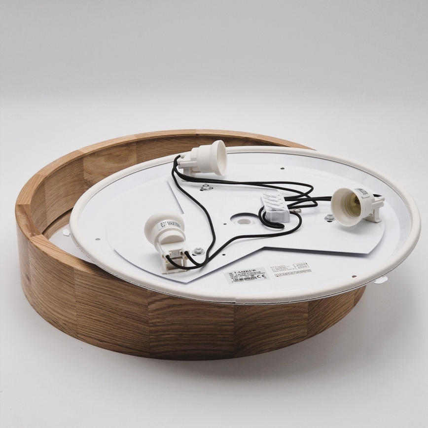 Kylpyhuoneen kattovalaisin OAK 3xE27/15W/230V, tammi, halkaisija 37 cm, IP54