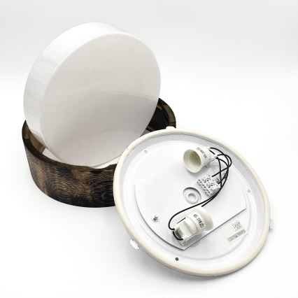 Kylpyhuoneen kattovalaisin OAK SMOKY 2xE27/15W/230V IP54 Ø 27,5 cm tammi/ruskea