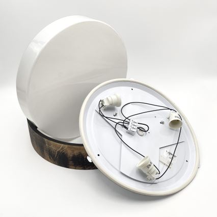 Kylpyhuoneen kattovalaisin OAK SMOKY 3xE27/15W/230V IP54 ? 37,5 cm tammi/ruskea