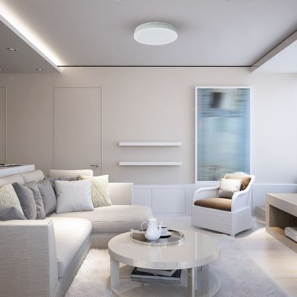 Kylpyhuoneen LED-kattovalaisin MARLON, 36 W, 230 V, Ø 30 cm, IP54, valkoinen