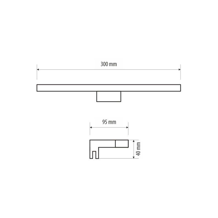 Kylpyhuoneen LED-peilivalo MIRROR LED/5W/230V 30 cm IP44 musta