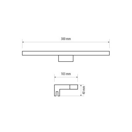 Kylpyhuoneen LED-peilivalo MIRROR LED/8W/230V 30 cm IP44 musta