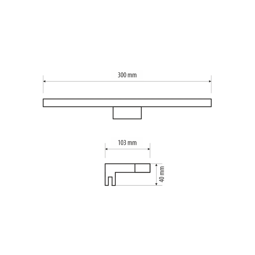Kylpyhuoneen LED-peilivalo MIRROR LED/8W/230V 30 cm IP44 musta