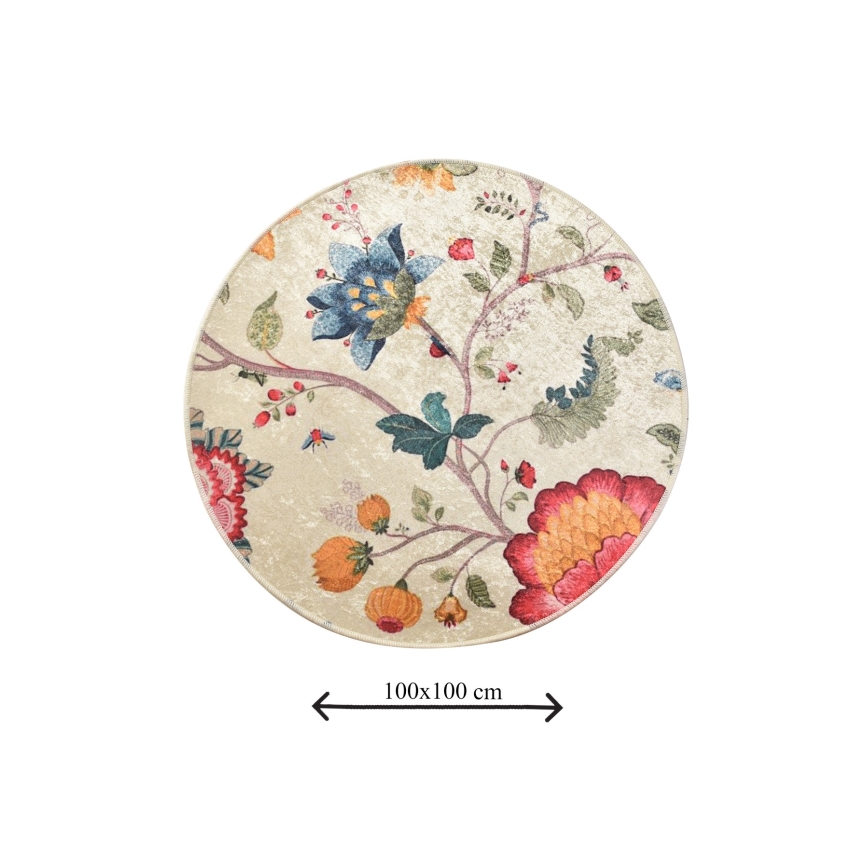 Kylpyhuoneen matto ARYA, halkaisija 100 cm, monivärinen