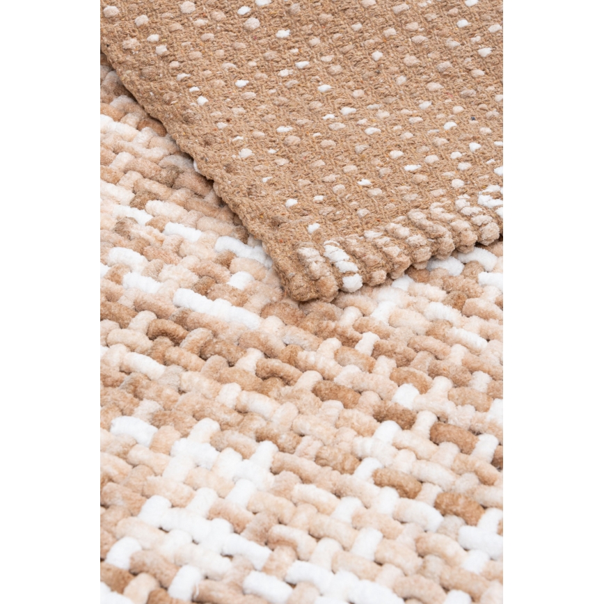 Kylpyhuoneen matto BELWEDER 60x100 cm beige/valkoinen