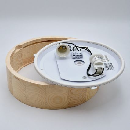 Kylpyhuoneen kattovalaisin NATURAL 2xE27/15W/230V IP54 mänty Ø 27 cm