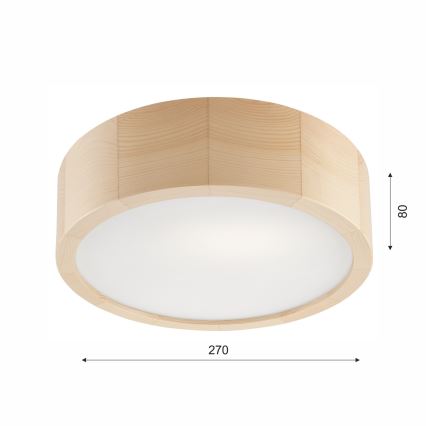 Kylpyhuoneen kattovalaisin NATURAL 2xE27/15W/230V IP54 mänty Ø 27 cm