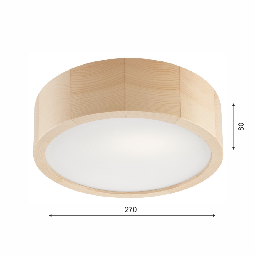 Kylpyhuoneen kattovalaisin NATURAL 2xE27/15W/230V IP54 mänty Ø 27 cm