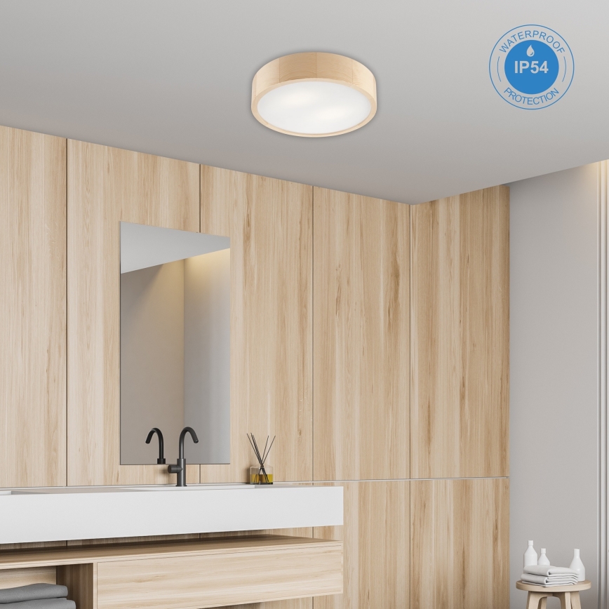 Kylpyhuoneen kattovalaisin NATURAL 3xE27/15W/230V IP54 mänty Ø 37 cm