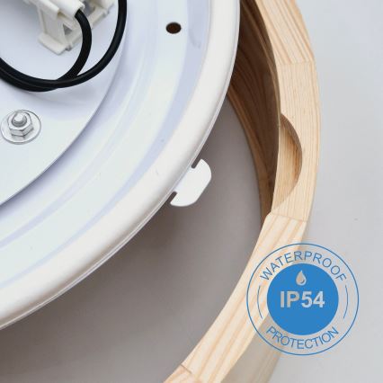 Kylpyhuoneen kattovalaisin NATURAL 3xE27/15W/230V IP54 mänty Ø 37 cm