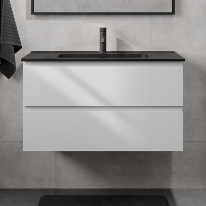 Kylpyhuoneen pesuallaskaappi KENWOOD 91 cm valkoinen/musta